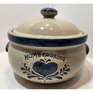 Salt Glaze Stoneware Home Sweet Home Round 9" Casserole DIsh With Lid